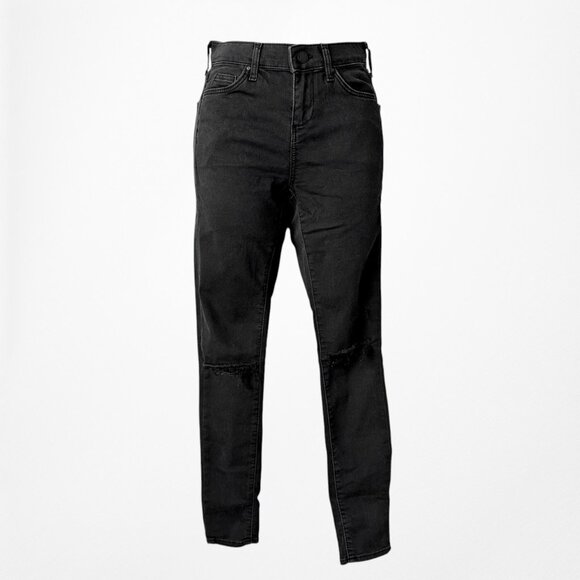 Topshop Dark Gray Faded Wash High Waisted Ripped Knee Skinny Jeans Size XS - Picture 3 of 7